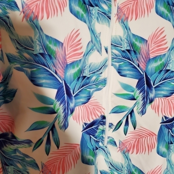 CONSERVATIVE Tropical Zip Up Swimsuit - Picture 2 of 10